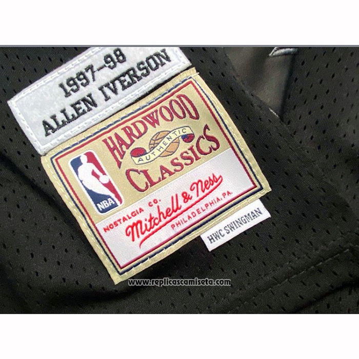 Camiseta Philadelphia 76ers Allen Iverson #3 Hardwood Classics 1997-98 Negro